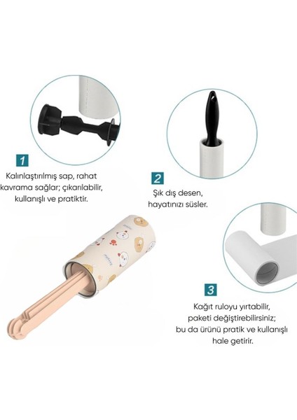 Kedi/köpek Tüy Toplama Rulosu - D-Pet - Tekli - Açık Pembe (8667) fiyatları