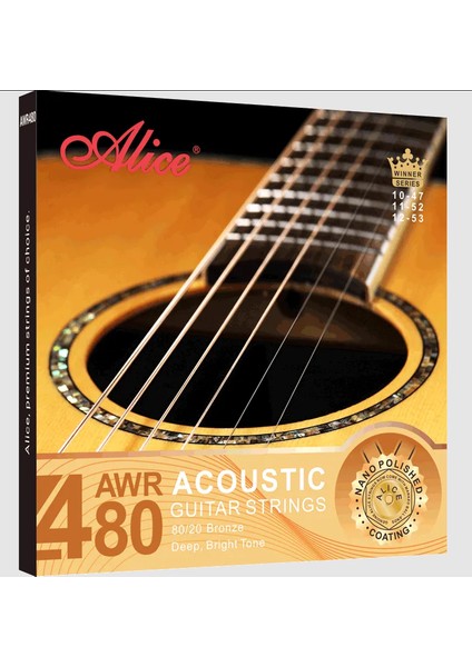 Alıce AWR480-XL 10-47 Extra Lıght 80/20 Bronze Akustik Gitar Teli