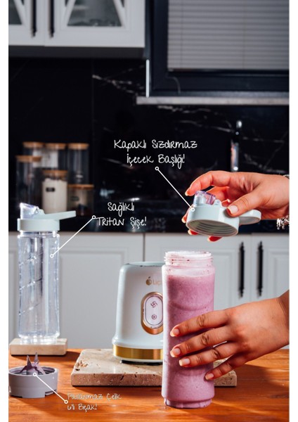 Yeşil Çift Şişeli Smoothie Blender, Güçlü ve Pratik Mutfak Aracı