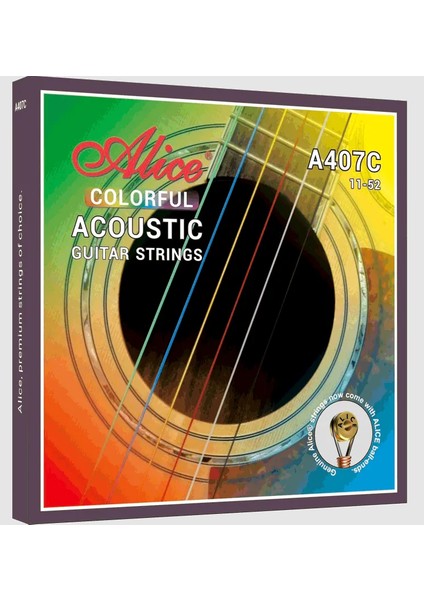 Alıce A407C-SL 11-52 Super Lıght Colorful Copper Plated Akustik Gitar Teli