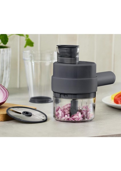 Şarjlı Çoklu Doğrayıcı - Pratik ve Kullanışlı Mutfak Yardımcısı, Gri Renk