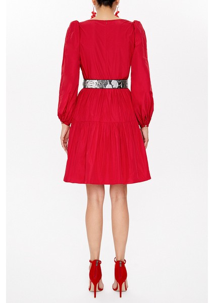 Kırmızı Balon Kol Elbise 93126 fırsatları