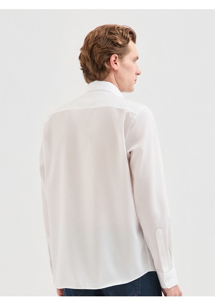 Erkek Modern Fıt Gömlek-Beyaz fırsatları