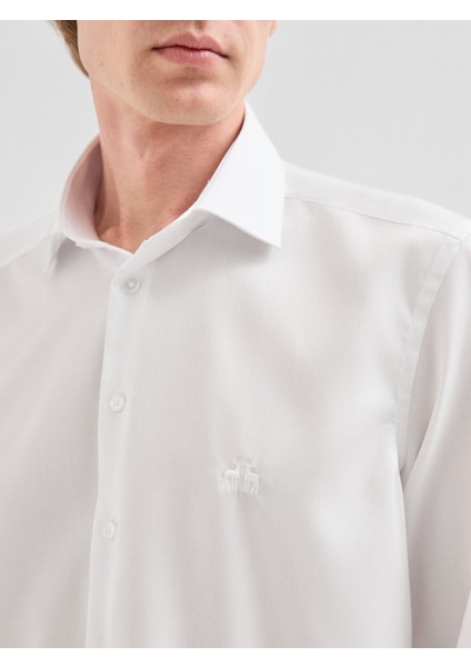 Erkek Modern Fıt Gömlek-Beyaz