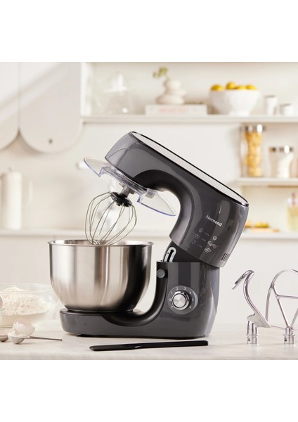 5.2 Lt Profashion Stand Mikser ve Hamur Yoğurma Makinesi, 3 Karıştırıcı, 6 Hız Gri