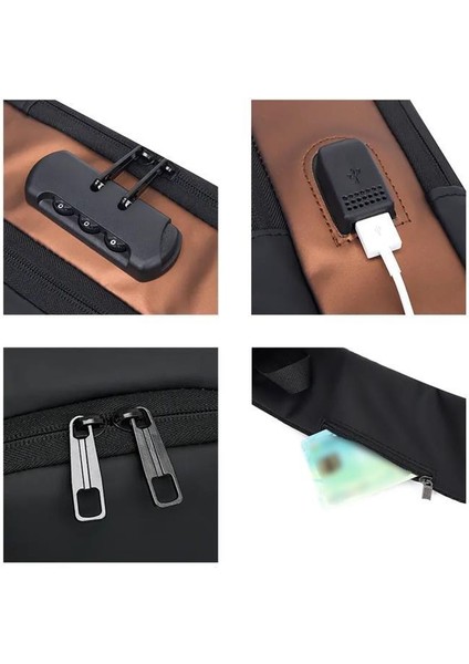 88039 Siyah Şifreli ve USB Şarjlı Günlük Omuz Çantası modelleri