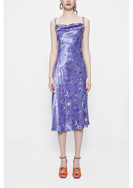 Desenli Toka Detaylı Askılı Elbise 93980 fiyatları