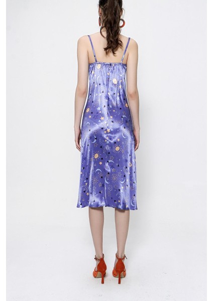 Desenli Toka Detaylı Askılı Elbise 93980 indirimleri