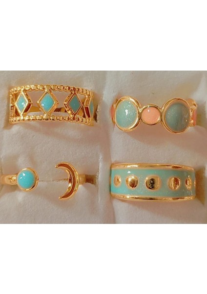 Yüzük Seti Mavi 4’lü