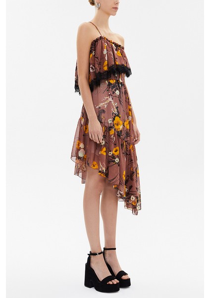 Gül Kemerli ve Dantelli Straplez Midi Elbise 92315 fiyatları