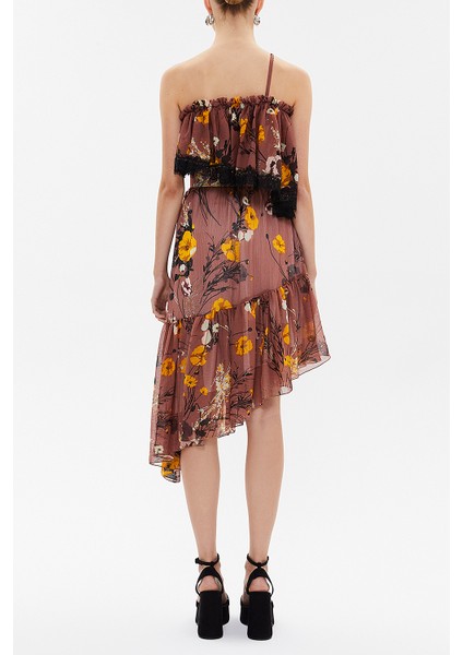 Gül Kemerli ve Dantelli Straplez Midi Elbise 92315 fırsatları