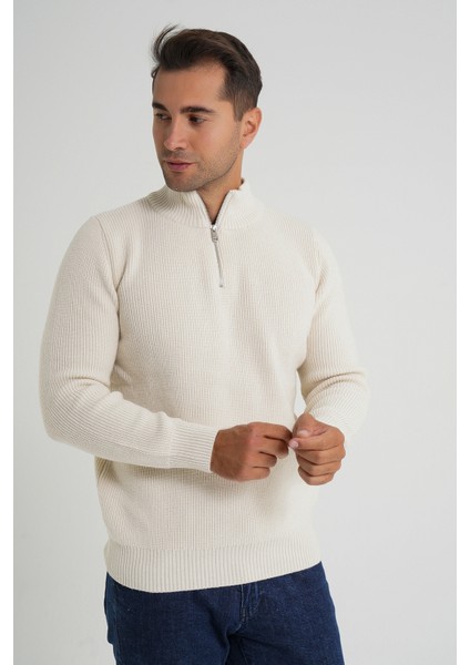 Trıst Star Erkek Kısa Fermuarlı Dik Yaka Selanik Örgü Yün Kazak TRIST-5358 fiyatları