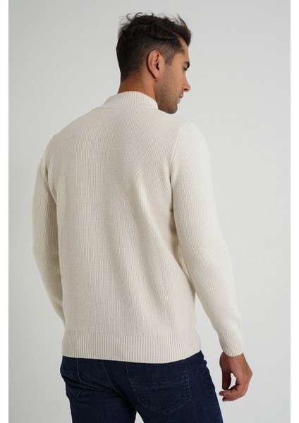 Trıst Star Erkek Kısa Fermuarlı Dik Yaka Selanik Örgü Yün Kazak TRIST-5358 modelleri