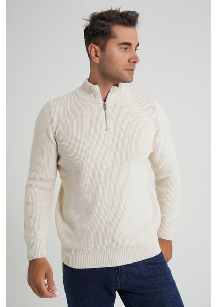 Trıst Star Erkek Kısa Fermuarlı Dik Yaka Selanik Örgü Yün Kazak TRIST-5358 indirimleri