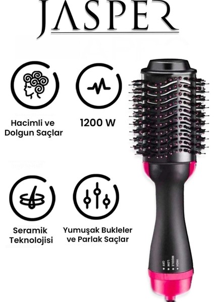 Siyah Saç Şekillendirici ve Düzleştirici Fön Tarağı 1200W