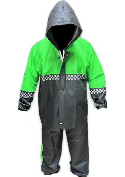 Motorcu Reflektrlü Kapüşonlu Kurye Yağmurluk