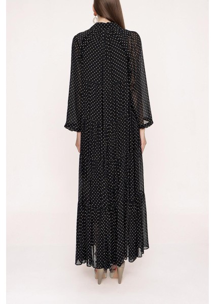 Siyah Bej Büzgülü Bol Kesim Elbise 94027 fırsatları