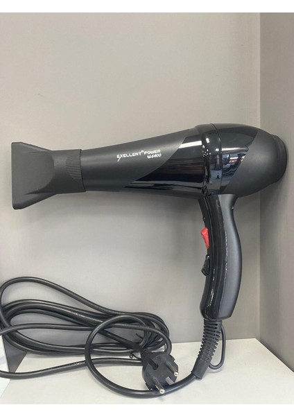 Siyah Exellent W6400 Fön Makinesi, Şık ve Güçlü Saç Kurutma Cihazı