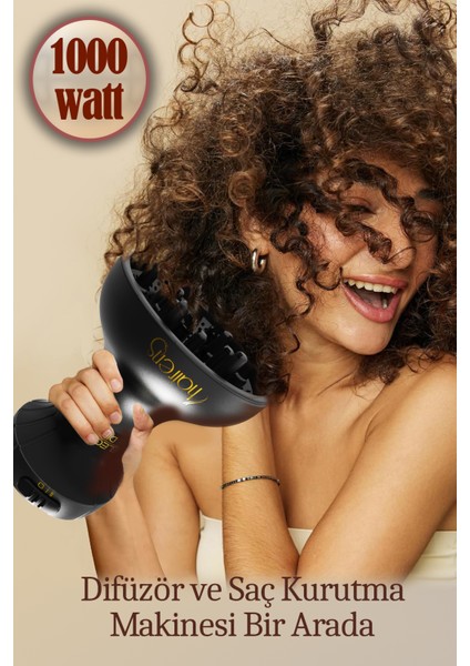 Kıvırcık ve Dalgalı Saçlar Için 1000W Saç Kurutma ve Dalgalandırıcı Siyah modelleri