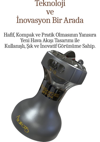 Kıvırcık ve Dalgalı Saçlar Için 1000W Saç Kurutma ve Dalgalandırıcı Siyah