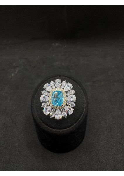 Ithal Aquamarın Taşlı Kadın Gümüş Yüzük