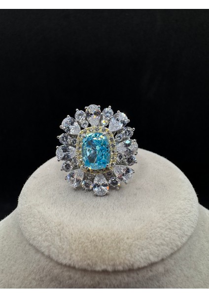 Ithal Aquamarın Taşlı Kadın Gümüş Yüzük modelleri