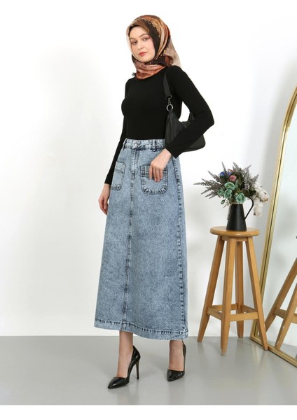 Tesettür Etek Mavi modelleri