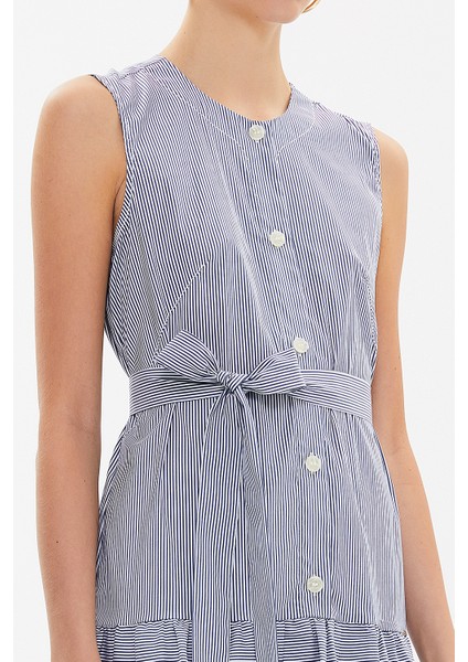 Çizgili Büzgülü Kolsuz Mini Elbise 92703 modelleri