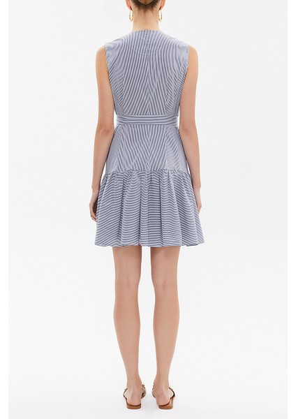 Çizgili Büzgülü Kolsuz Mini Elbise 92703 fırsatları