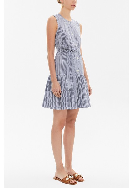 Çizgili Büzgülü Kolsuz Mini Elbise 92703 indirimleri