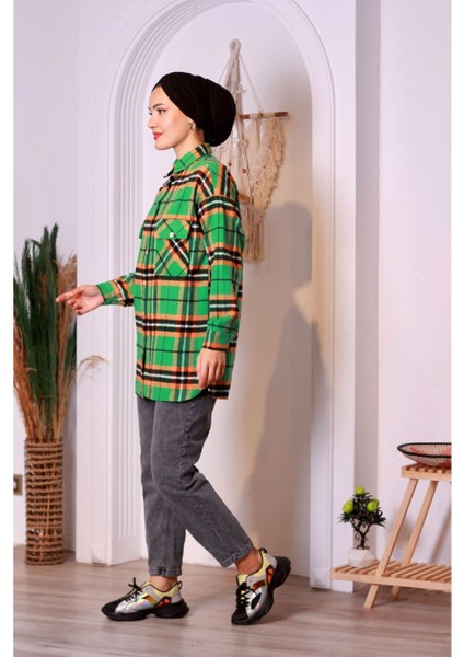 Ekoseli Kapüşonlu Oduncu Gömlek - Kırmızı/siyah Yeşil fırsatları