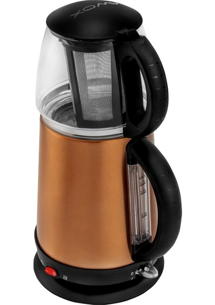 Elektrikli Çay Makinesi, Cam Demlik, Rose Gold, Şık ve Pratik Tasarım