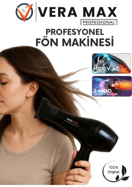 Izoleli 2500W Isı Ayarlı Profesyonel Saç Kurutma Makinesi, Siyah Renk indirimleri