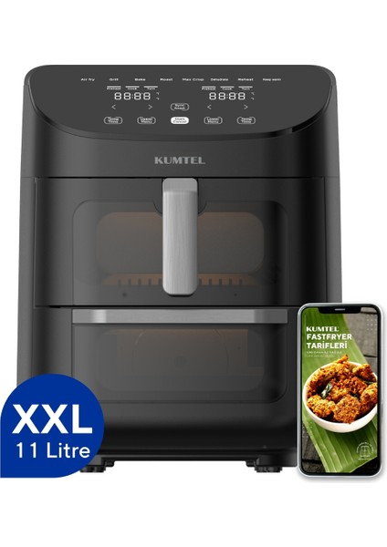 Yüksek Kapasiteli Çift Hazneli Yağsız Fritöz, Sağlıklı ve Pratik Pişirme Keyfi