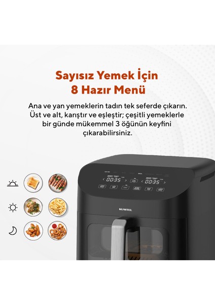 Yüksek Kapasiteli Çift Hazneli Yağsız Fritöz, Sağlıklı ve Pratik Pişirme Keyfi indirimleri