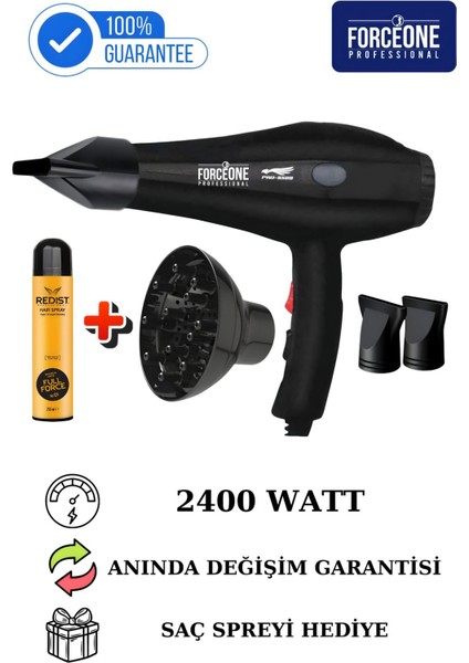 5500 Turbo Kuaför Fön ve Saç Kurutma Makinesi 2400W Siyah