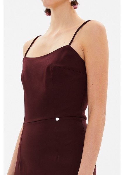 Bordo Askılı Mini Elbise 93124 modelleri