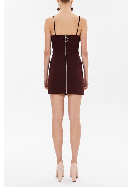 Bordo Askılı Mini Elbise 93124 fırsatları