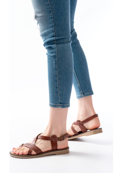 205-09 Koyu Kahve Ortopedik Hakiki Deri Kadın Sandalet fırsatları