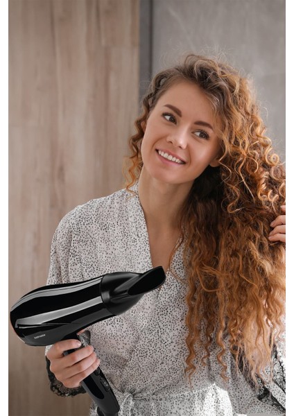 2400W Dc Motor Katlanabilir Saç Kurutma Makinesi, Hız ve Isı Ayarlı, Siyah
