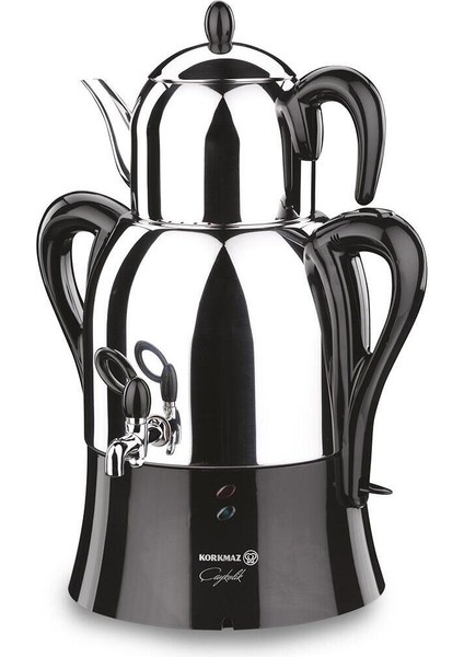 Paslanmaz Çelik Siyah Semaver, Şık ve Dayanıklı Evinize Özel Tasarım