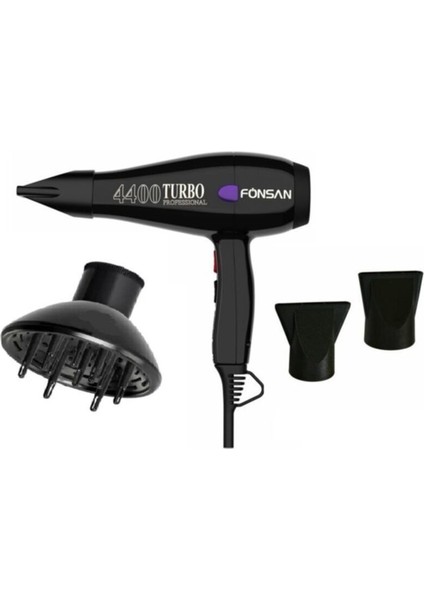 2600W Profesyonel Fön Makinesi, Isı Ayarlı Difüzör ve Başlıklar Siyah modelleri