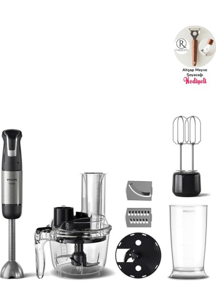 Güçlü 1200W El Blender Seti, Mutfak Robotu, Doğrayıcı, Çırpıcı, Karıştırıcı, Gri