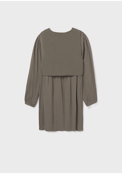 7910-49 Kız Çocuk Yeşil Yelekli Elbise fiyatları