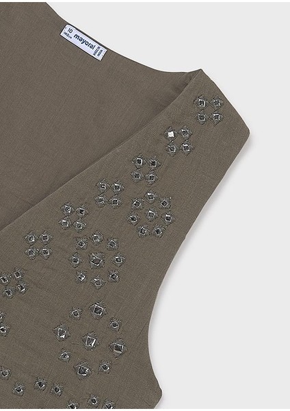 7910-49 Kız Çocuk Yeşil Yelekli Elbise modelleri