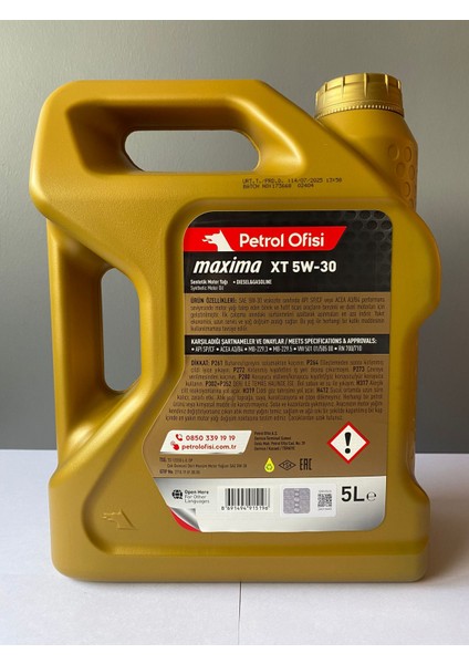 Maxima Xt 5W-30 5 Litre Sentetik Motor Yağı (07/2025 Üretim) fiyatları