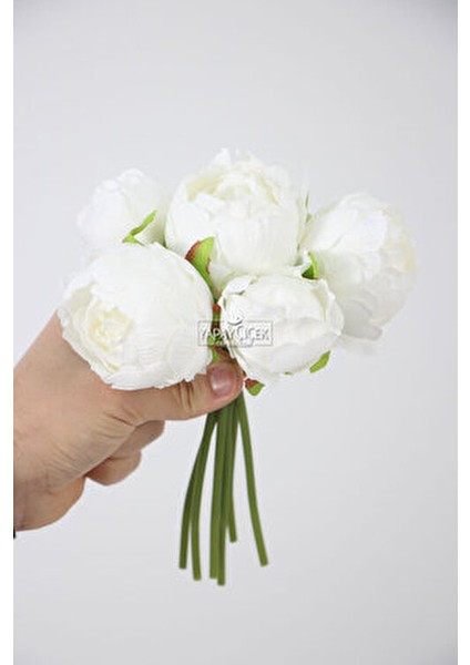 Beyaz İpek Peony Şakayık Gül Demeti 6lı 25 cm Uzun Ömürlü Dekor fırsatları