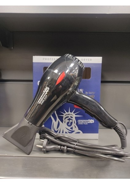 2400W Profesyonel Fön Makinesi Siyah, Hızlı ve Güçlü Kurutma