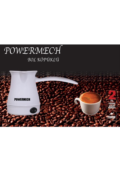 Büyük Köpüklü Elektrikli Cezve, 4 Fincan, 330 ml Kapasiteli, Beyaz Renkli