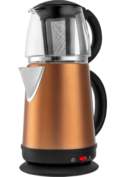 Rose Gold Cam Demlikli Elektrikli Çay Makinesi, Şık ve Pratik Tasarım indirimleri